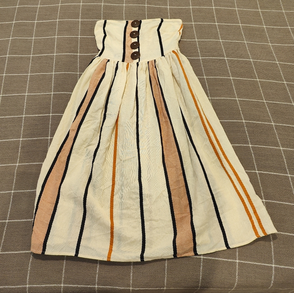 ASOS Bandeau Midi Sun Dress Coconut Buttons - Picture 3 of 11
